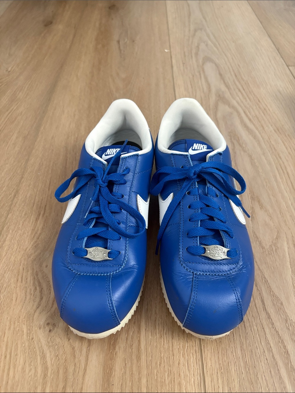 Nike Men’s Royal Blue and White Leather Sneakers
